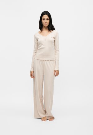 Tommy Hilfiger, POINTELLE HENLEY PYJAMA SET - ESSENTIAL SLEEP - Pyjama - beige