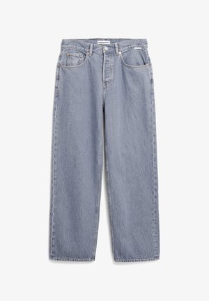 Lichtblauwe rechte jeans, gemaakt van denim. Beschikt over een klassiek vijf-pocket ontwerp, zichtbare stiksels en een gestructureerde afwerking.