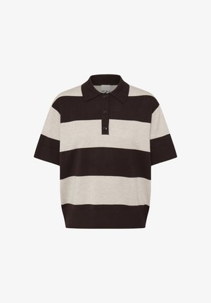 ICHI, IHLULS SHORT SLEEVE - Polo - wide stripe chocolate torte