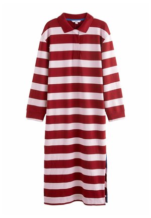 LONG SLEEVE MIDI RUGBY-REGULAR FIT - Haljina od žerseja - red pink stripe