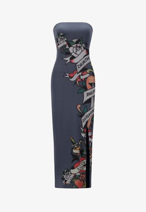 Ed Hardy, DEATH BEFORE DISHONOR BANDEAU - Robe en jersey - charcoal