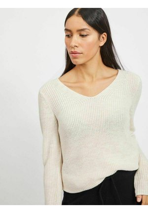 VIOKTAVI V-NECK - Jumper - super light natural melange