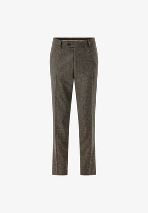 Ruske villahousut tekstuurilla, suora leikkaus, etutaskut ja yksi nappikiinnitys vyötäröllä.