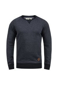 Donkergrijze sweatshirt gemaakt van zachte stof, met een V-hals, raglanmouwen en een klein logo-opnamer op de zoom. Geribbelde manchetten en onderkant.