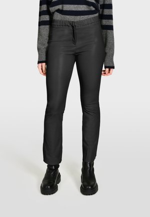 FREYA - Leren broek - black