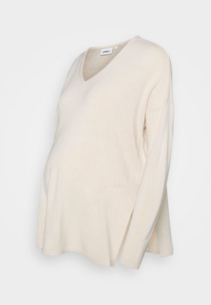 ONLY MATERNITY OLMAMALIA V-NECK - Strikkegenser - pumice stone