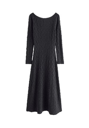Lindex, LINDEX CRINKLED MIDI DRESS WITH LONG SLEEVES LINDEX - Vestito lungo - black