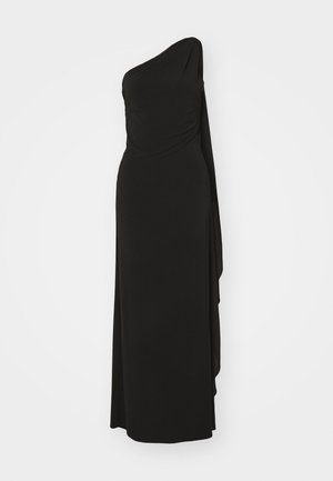 ONE SHOULDER DRAPED DRESS - Jerseyjurk - black