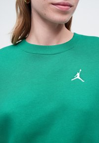 Grønn genser laget av bomull, med en ribbet halslinning og en hvit Jumpman-logo på brystet. Myk tekstur og avslappet passform.