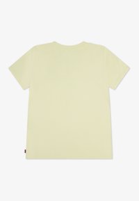 Ανοιχτόκίτρινο βαμβακερό μπλουζάκι με κοντά μανίκια, στρογγυλή λαιμόκοψη και ίσια γραμμή. Διαθέτει μια μικρή ετικέτα με λογότυπο στο κάτω μέρος στο πλάι.