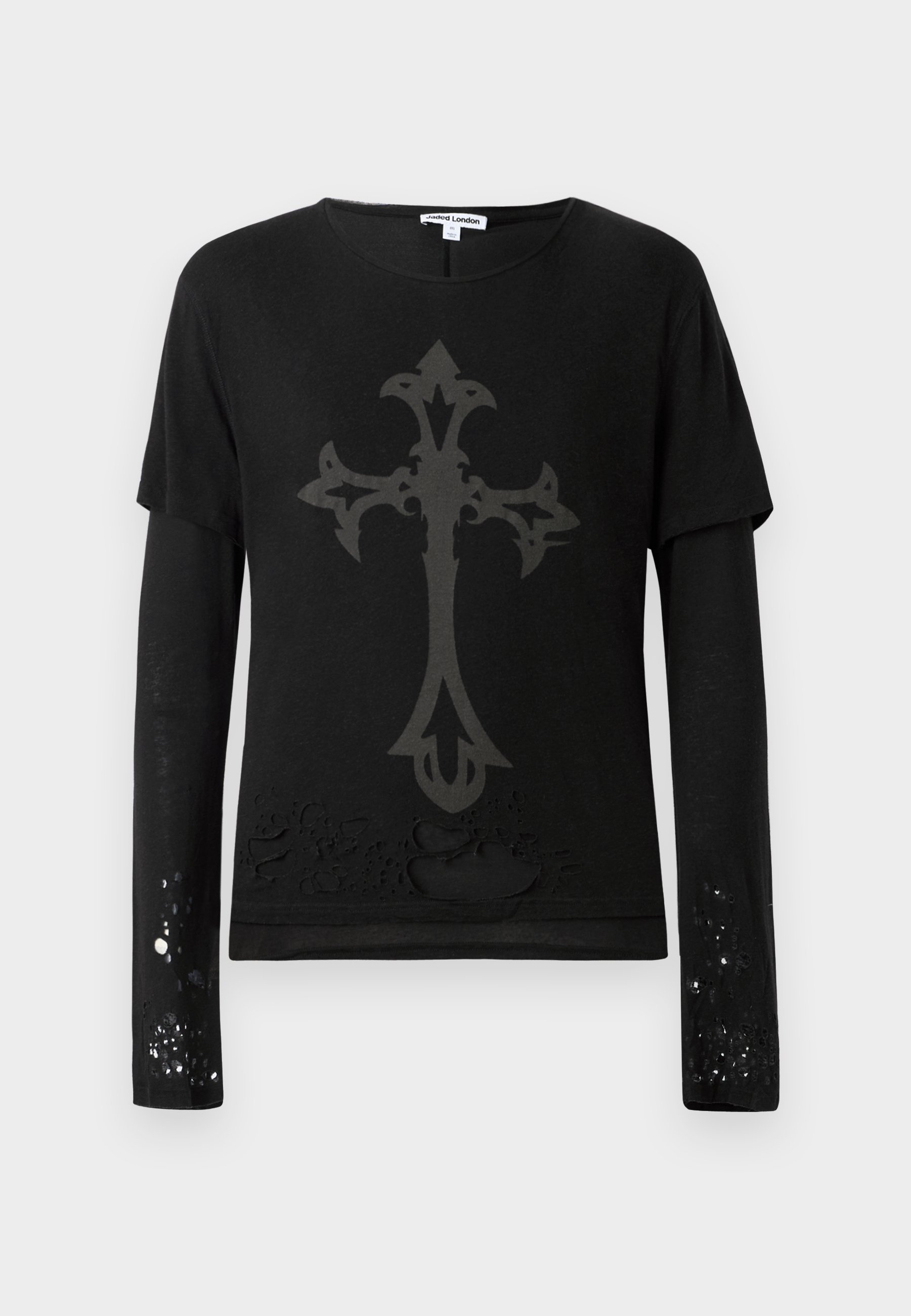 トップス TYPESHADE CROSS OF REBELLION LONG T Jaded London DOUBLE LAYER DISTRESSED - Long sleeved top - black