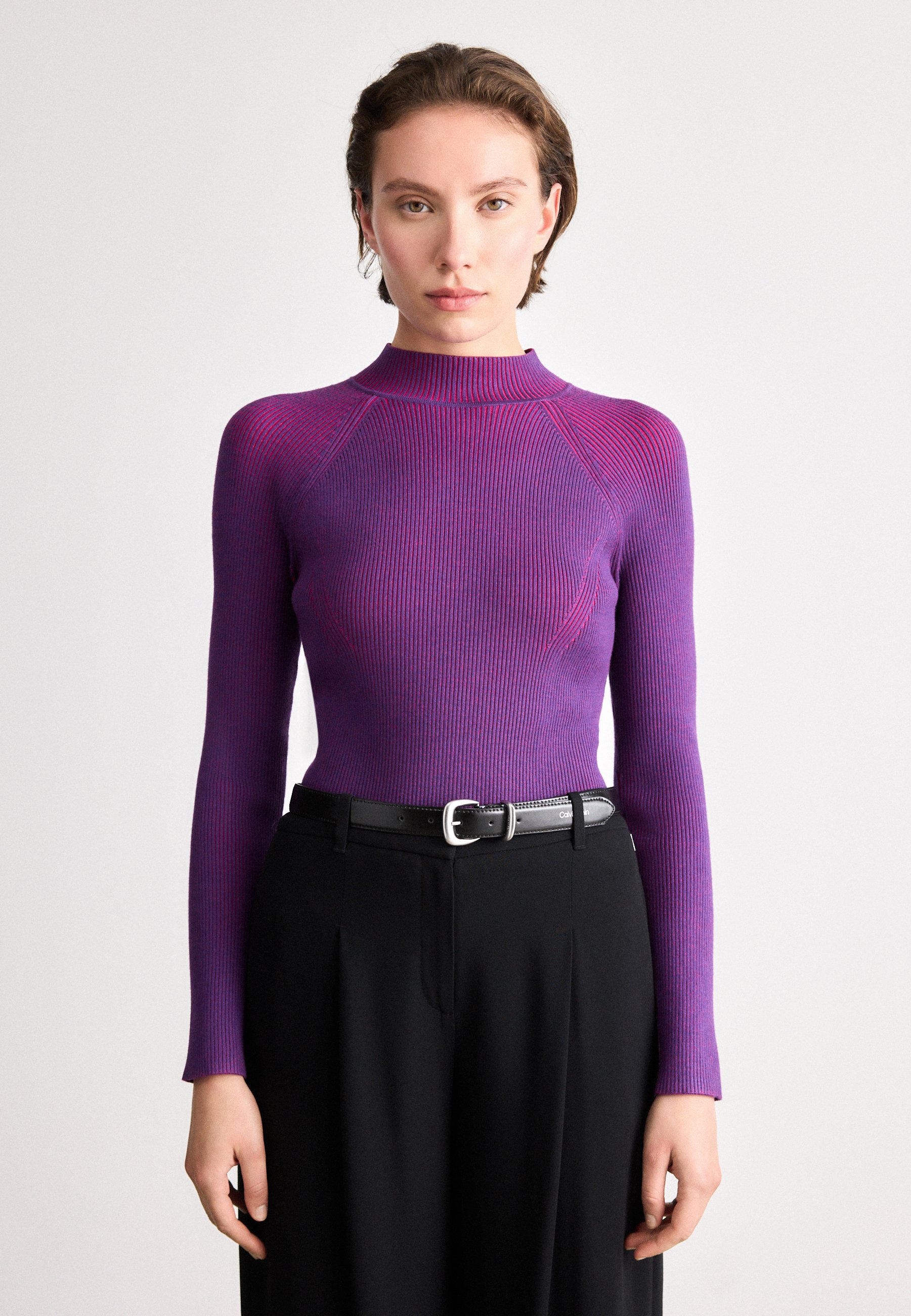 Calvin Klein Jeans SNOWY PLAITED LONG SLEEVE - Jumper - acai 