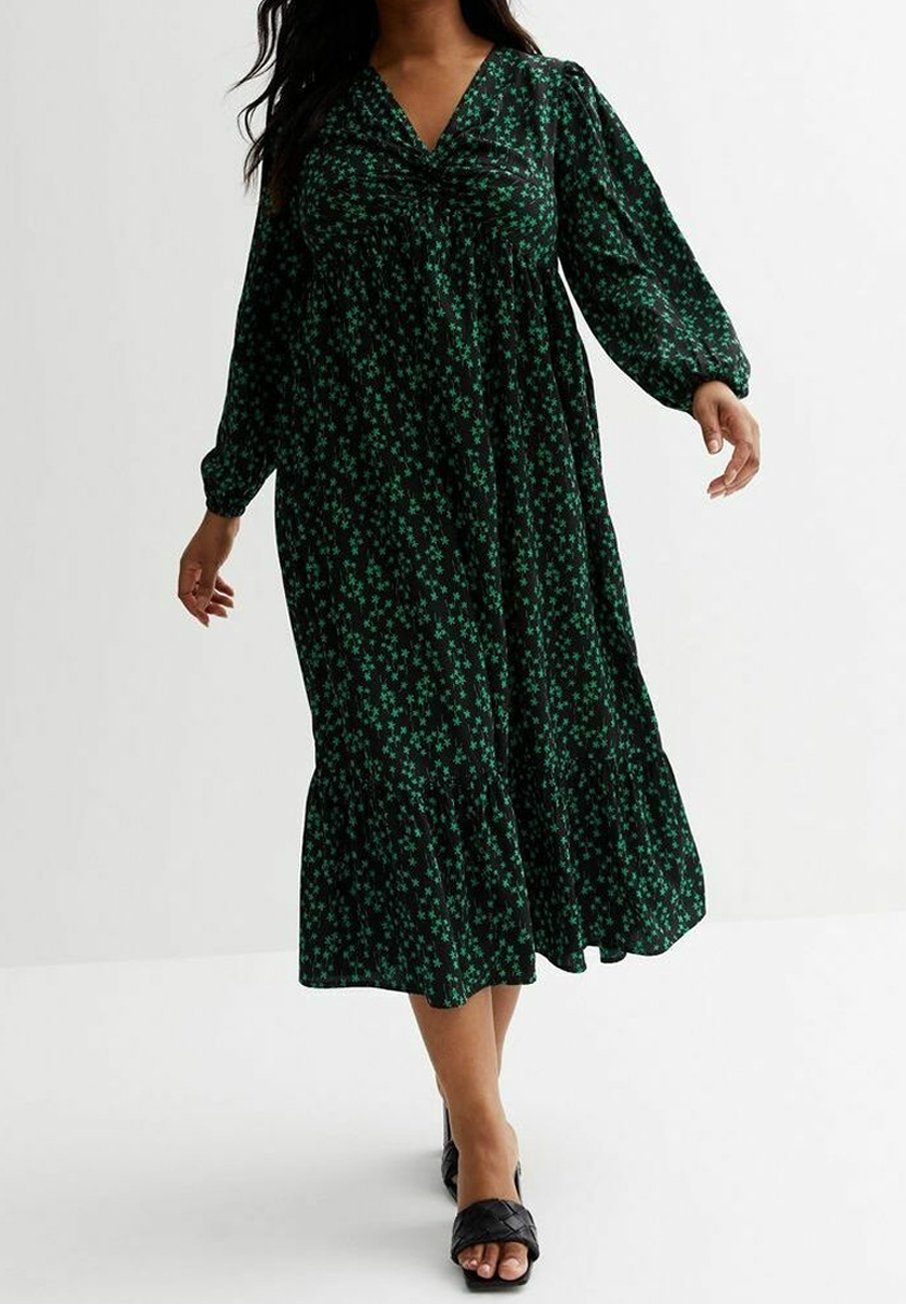 new look green floral wrap dress B Collection by Bobeau Orna Floral Print Wrap Dress Tulum Floral