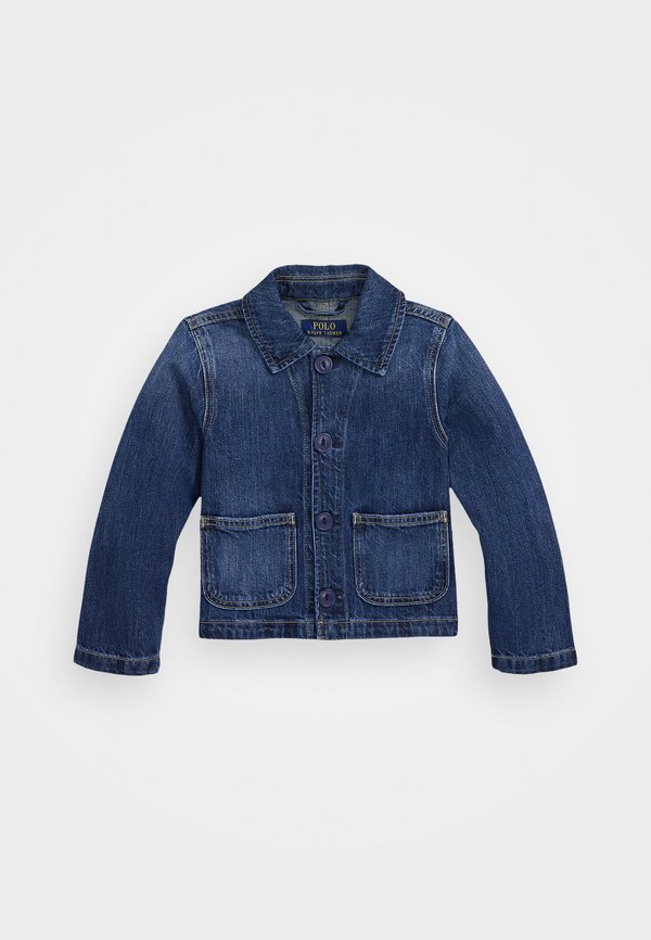 LOGO COTTON DENIM BOXY JACKET - Denim jacket - juni wash