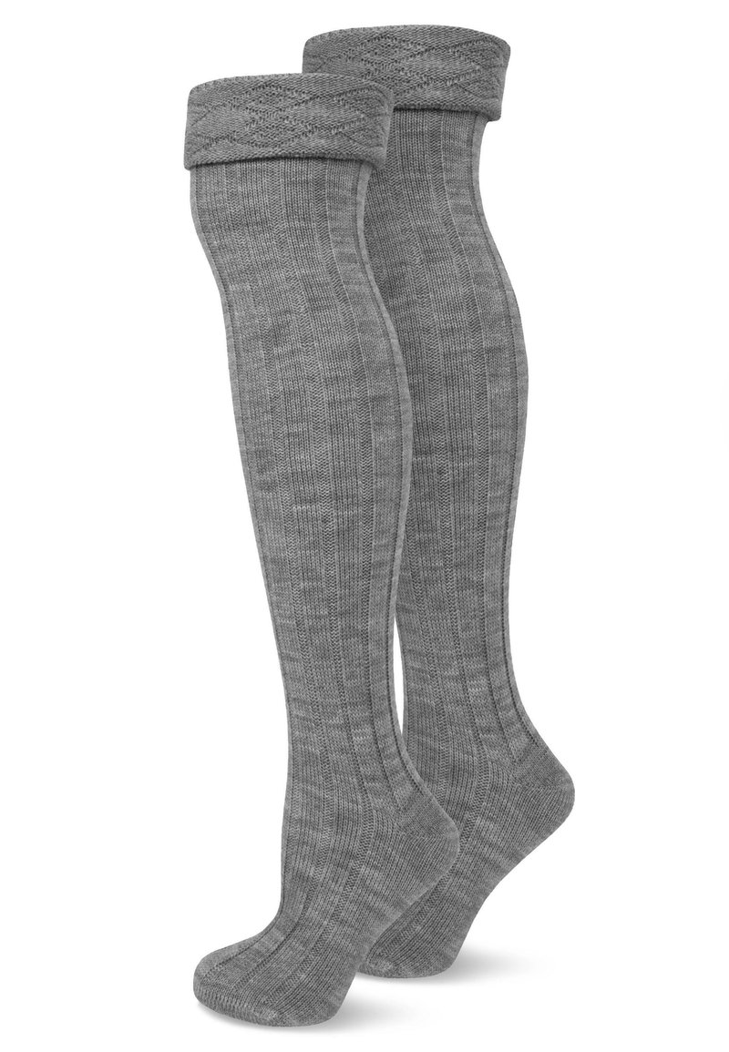 Normani OVER KNEE CUFFED 2 PACK - Overkneestrümpfe - grau