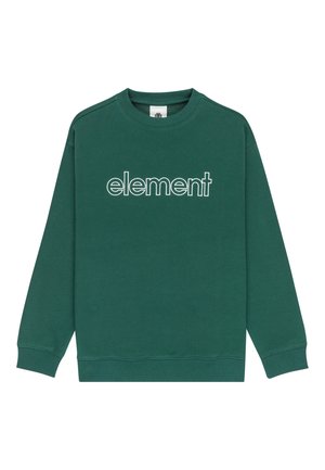 Grüner Pullover aus Baumwollmischgewebe mit gerippten Bündchen und Saum, mit dem "element"-Logo in weißer Stickerei auf der Brust.
