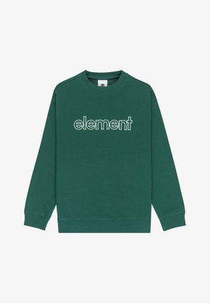 Grüner Pullover aus Baumwollmischgewebe mit gerippten Bündchen und Saum, mit dem "element"-Logo in weißer Stickerei auf der Brust.