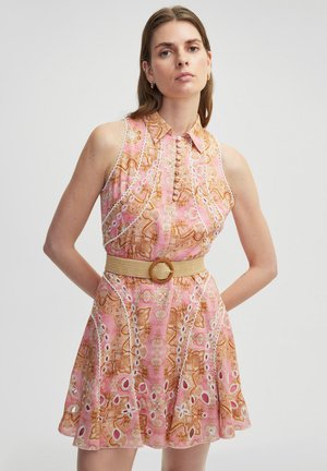 STRAW BELTED PATTERNED  - Cocktail dress / Party dress - pink