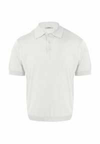 Polo shirt in het wit, met korte mouwen, gemaakt van gebreide stof. Bevat een klassieke kraag en een placket met drie knopen, voorzien van geribde manchetten en zoom.
