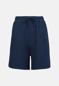 Marineblaue Shorts mit einem strukturierten Rautenmuster, elastischem Bund und verstellbarem Kordelzug für einen sicheren Sitz.