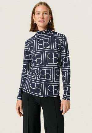 HANADI PRINTED ROLLNECK - Long sleeved top - navy monogram print