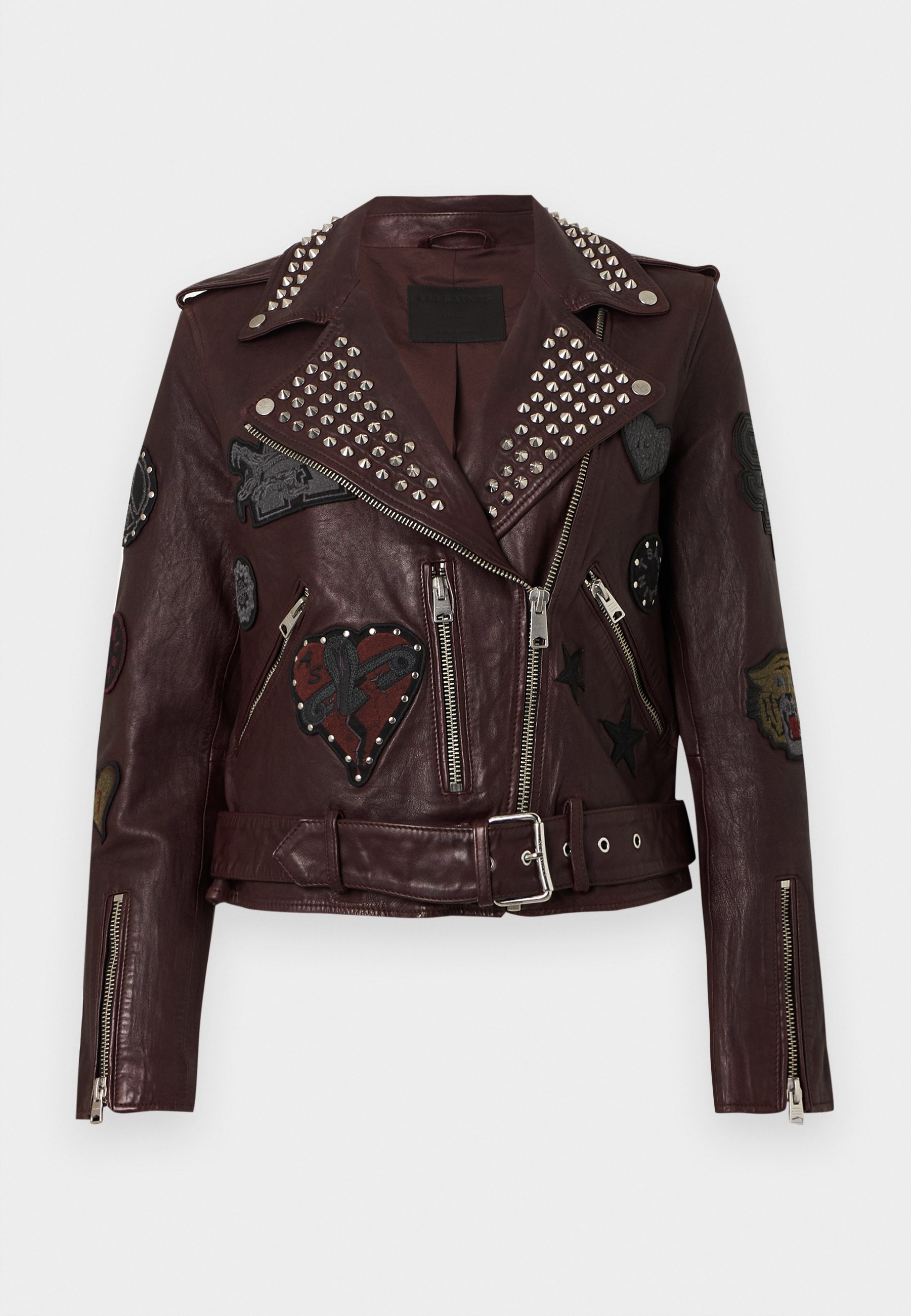 AllSaints COLLEGE BIKER - Leather jacket - red/dark red - Zalando