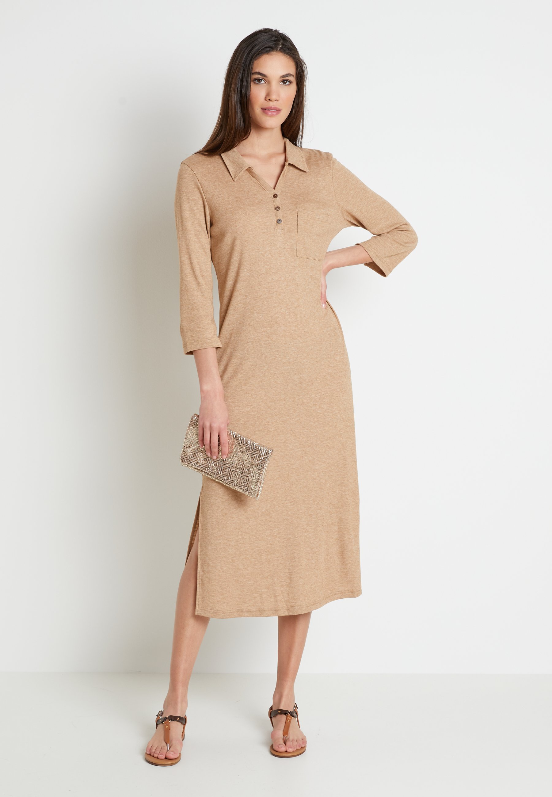 Lounge Nine DREAMIELN Strikket kjole camel melange Lounge Nine DREAMIELN - Topper langermet - camel melange
