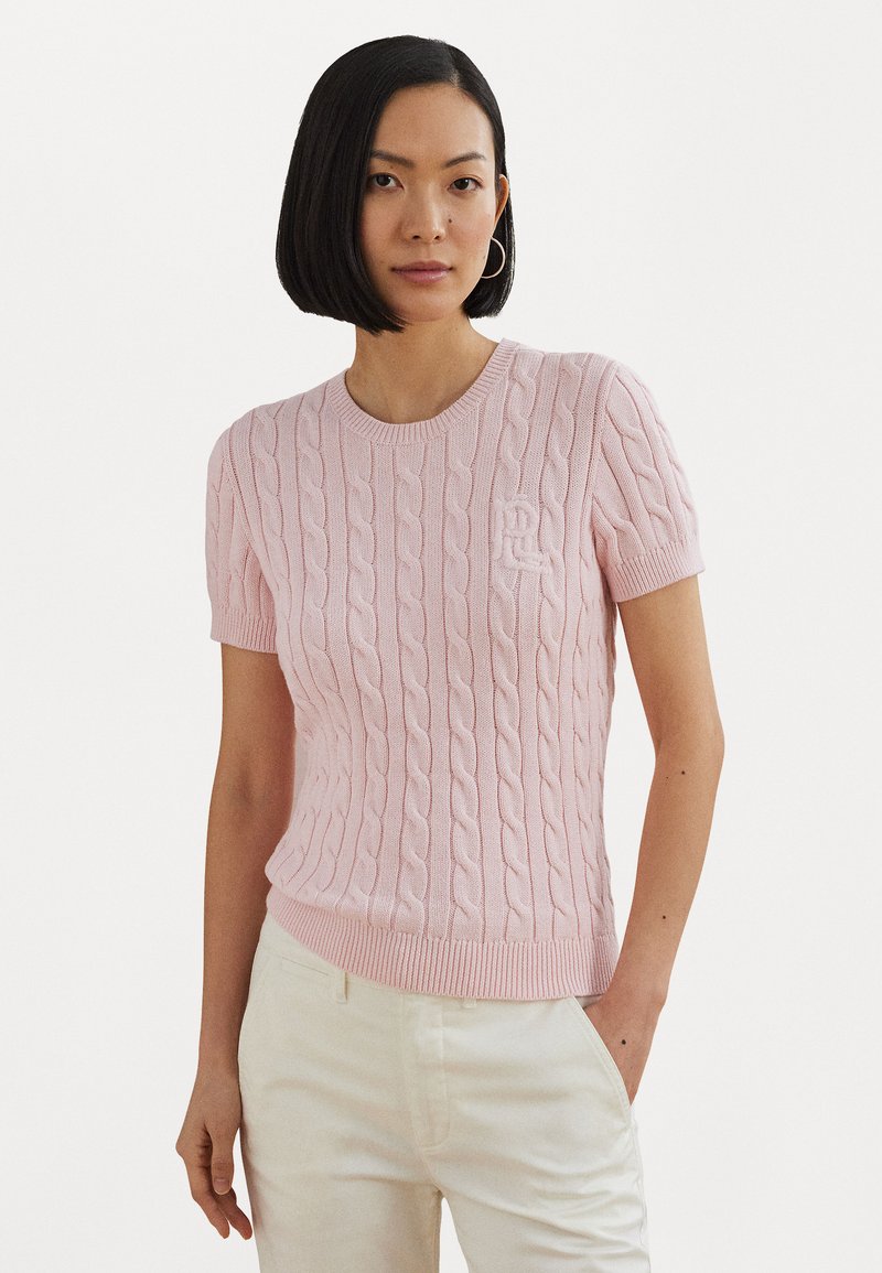 Lauren Ralph Lauren - GASSED COTTON SHORT SLEEVE SWEATER - Basic T-shirt - hint of pink, Enlarge