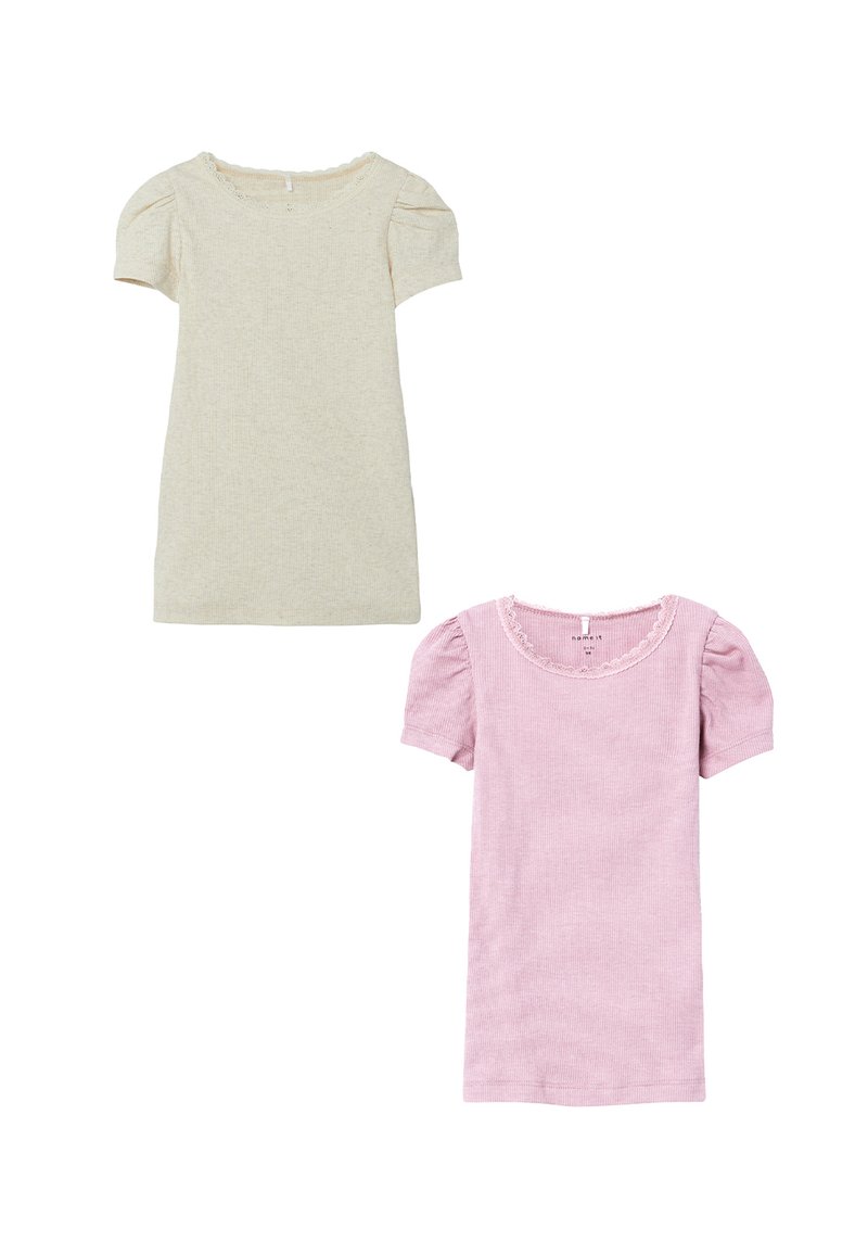 Name it 2ER-SET RUNDHALS - T-Shirt basic - beige rot