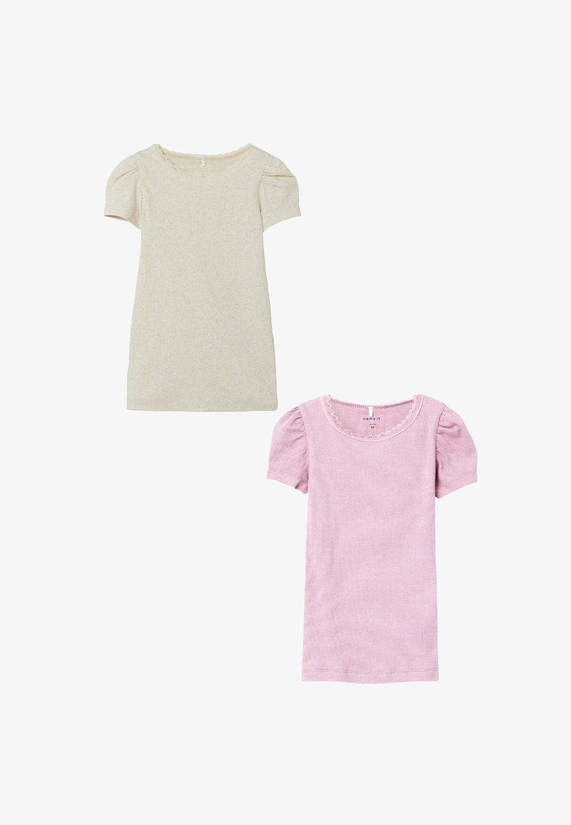 Name it 2ER-SET RUNDHALS - T-Shirt basic - beige rot