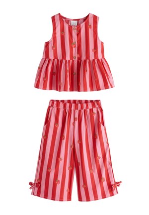 Next, REGULAR FIT SET - Pantaloni - red pink stripe