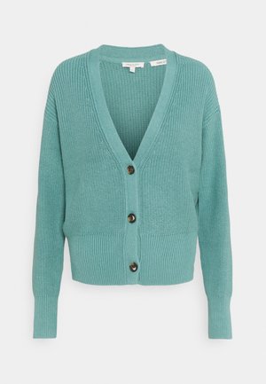 V NECK - Kofta - mineral stone blue