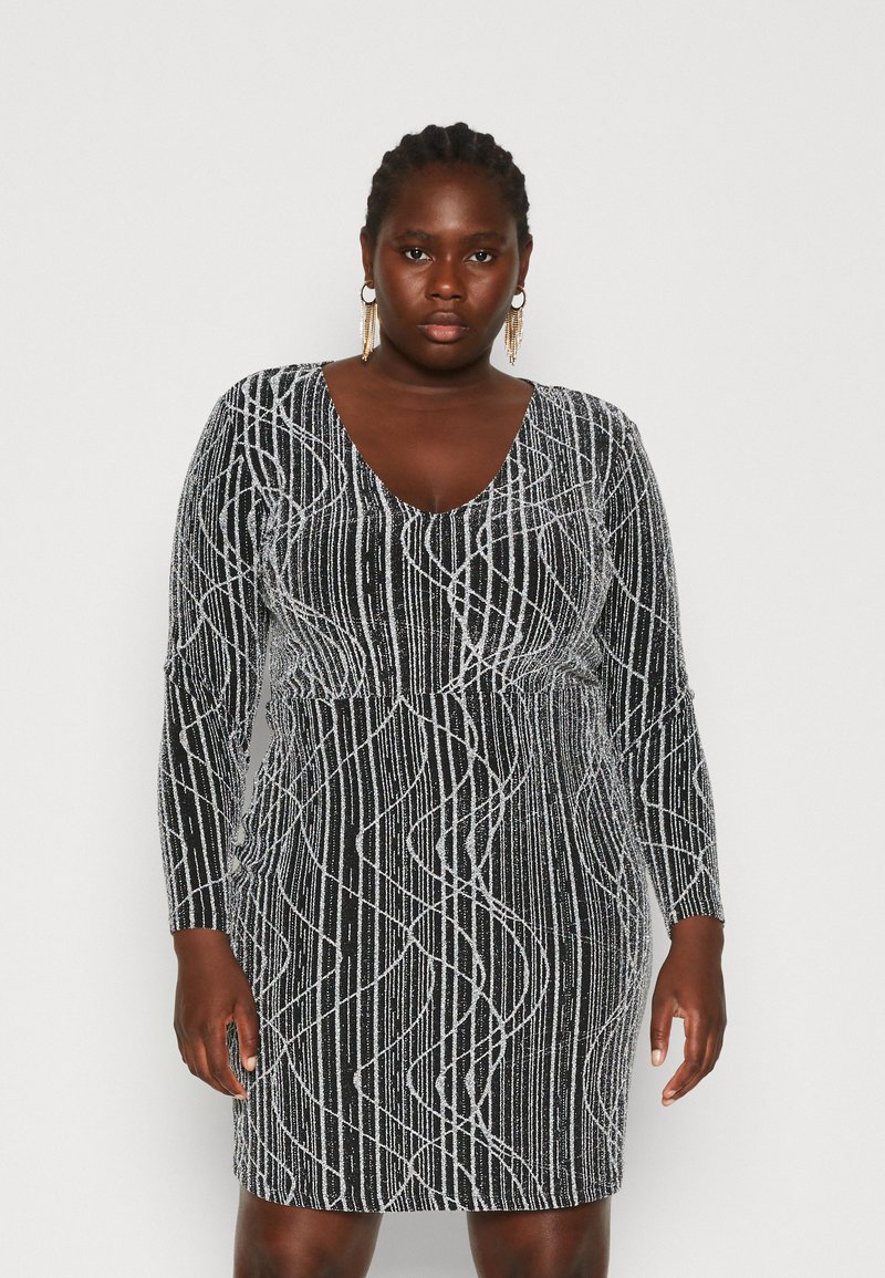 Vero Moda Curve VMCKANZ SIBE SHORT DRESS - Φόρεμα σε ίσια γραμμή - black/silver