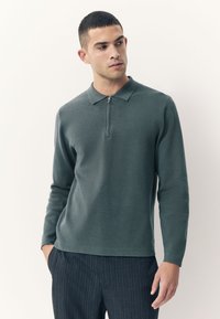 Next REGULAR FIT QUARTER ZIP LONG SLEEVE - Top s dlouhým rukávem - sage green