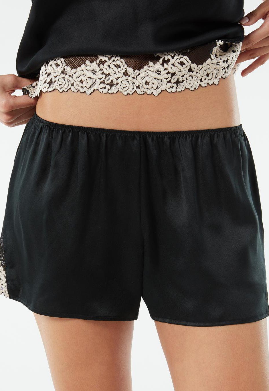Intimissimi PRETTY FLOWERS - Pantaloni del pigiama - nero/ivory/nero -  Zalando
