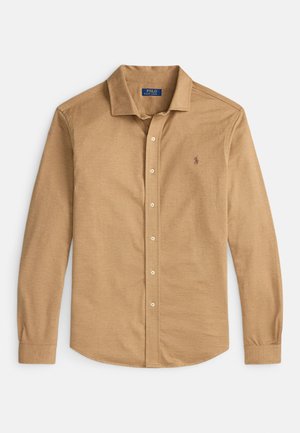 HERRINGBONE JERSEY SPREAD-COLLAR SHIRT - Pluus - camel