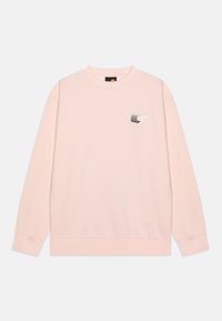Sudadera de color rosa claro hecha de suave algodón. Presenta un escote redondo, mangas largas y un pequeño gráfico bordado en el pecho.