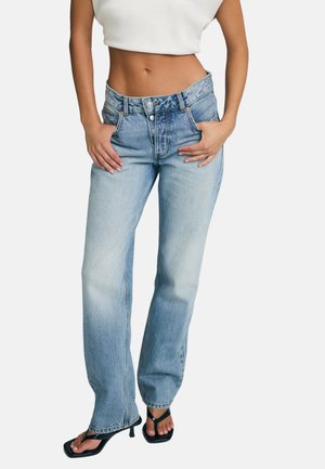Stradivarius, BUTTON-UP STRAIGHT SLIM FIT JEANS - Jean droit - mottled dark blue