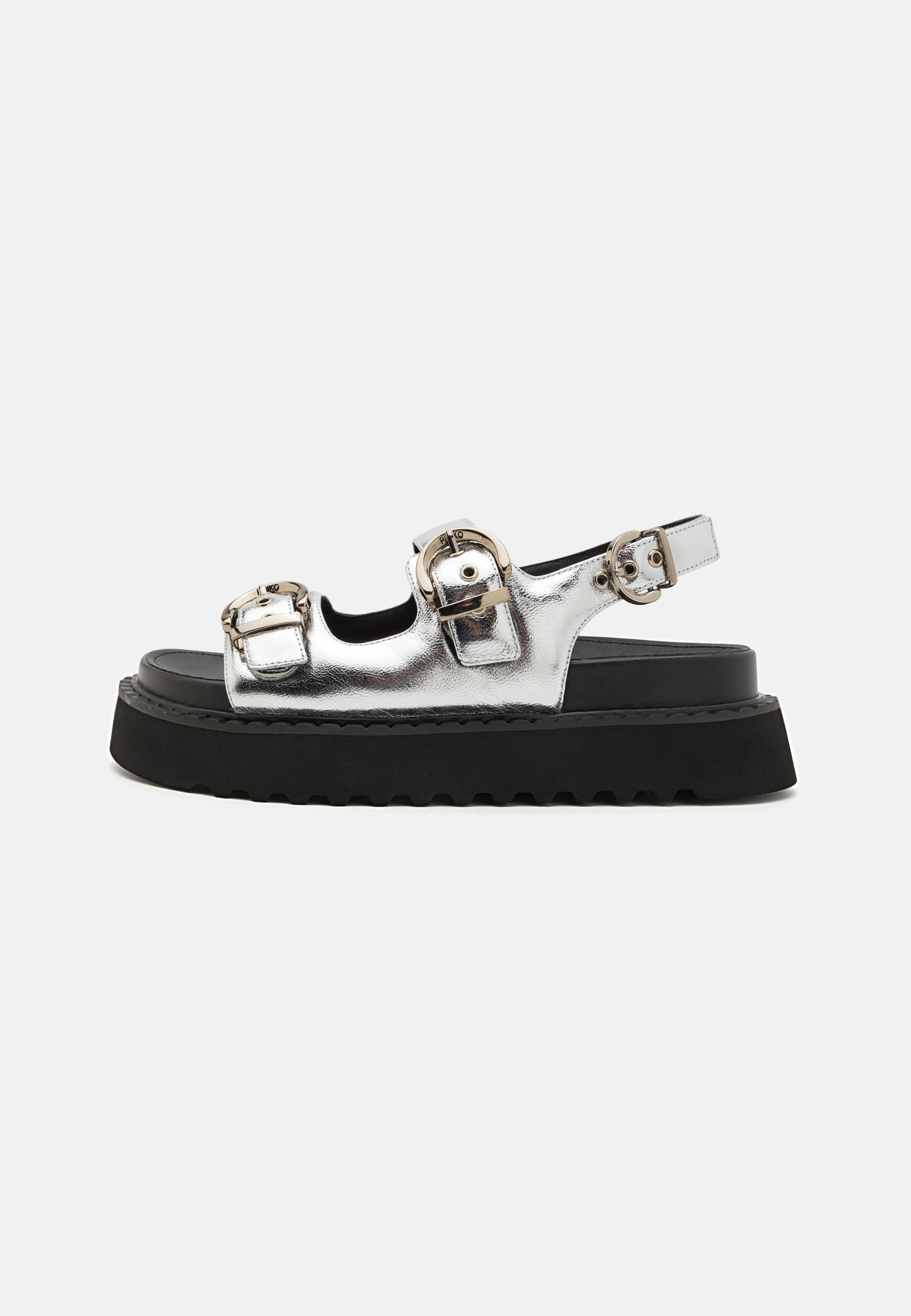 Pinko KATE - Platform sandals - silver/black - Zalando