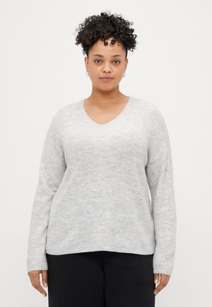 CARCAMILLA V-NECK PULLOVER NOOS - Džemperis - light grey melange