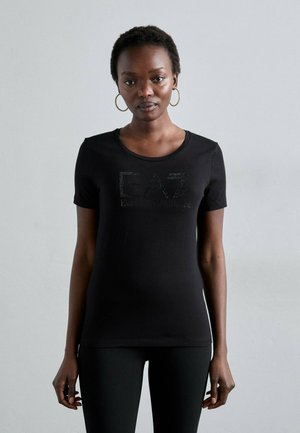 GIROCOLLO - T-shirt con stampa - nero