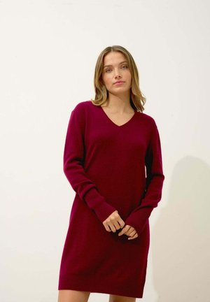 MILEYA V-NECK - Vestido de punto - burgundy