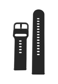 Bracelets de montre en silicone noir, l'un avec une boucle et une longueur plus courte, l'autre plus long avec plusieurs trous d'ajustement. Texture lisse, design minimaliste.