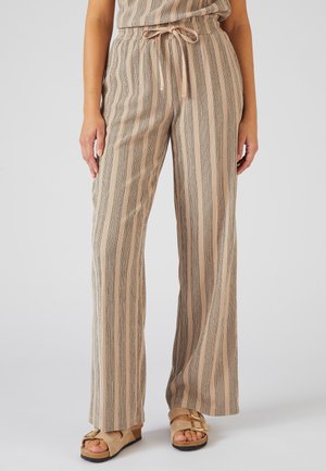 LARGE RAYÉ - Pantalon classique - beige rayé