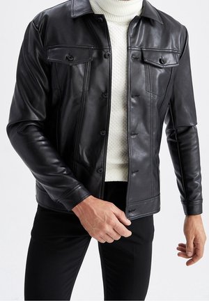 Imitatieleren jas - black