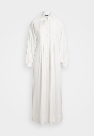 PLEATED-BIB COTTON MAXI SHIRTDRESS - Košilové šaty - white