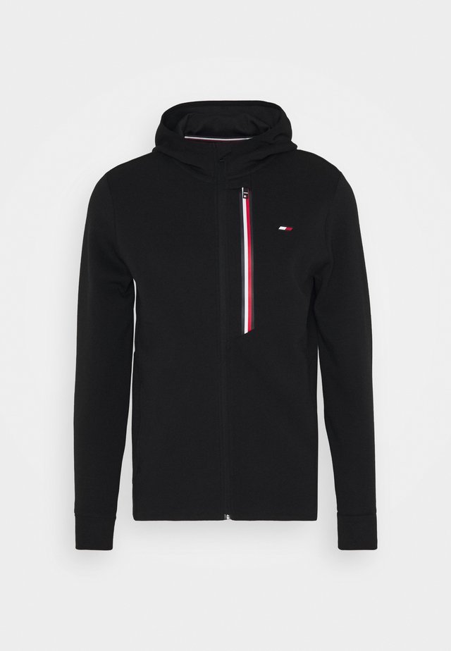 STRIPE DOUBLEKNIT HOODY - veste en sweat zippée - black