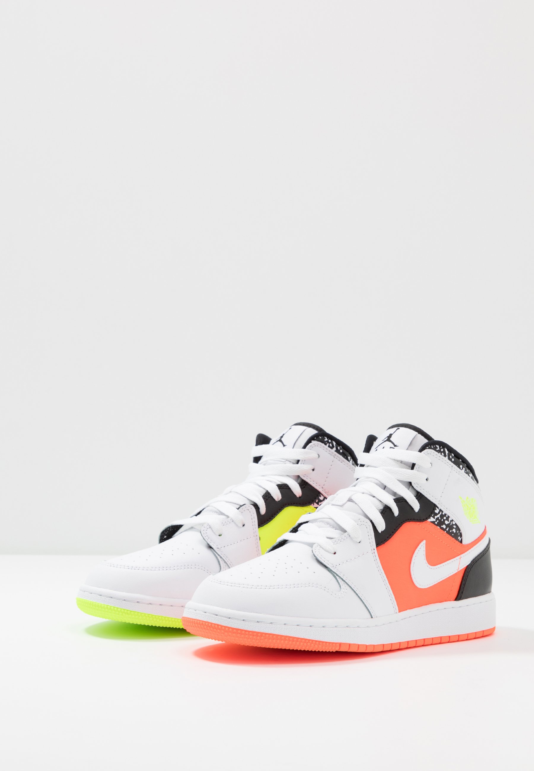 Jordan AIR 1 MID UNISEX - Basketbalschoenen - hyper  crimson/volt/white/black/Geel - Zalando.nl