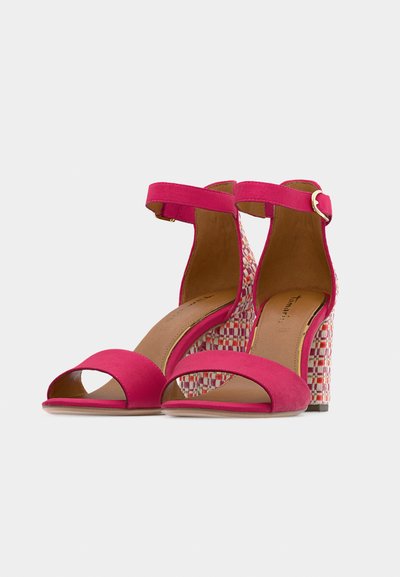 Sandali oro da Donna con tacco 8,5 cm e intrecci multicolore Lora Ferres