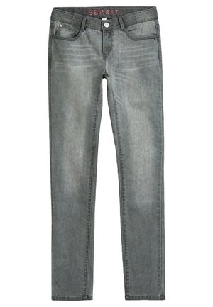 Grijze denim jeans met een fitted design, vijf zakken en een licht vervaagde afwerking. Bevat een Esprit-logo op de tailleband.